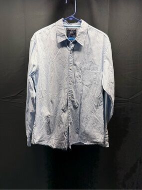 MBX Men's Light Blue Patterned Long-Sleeve Button-Down Shirt Sz L (4ai)